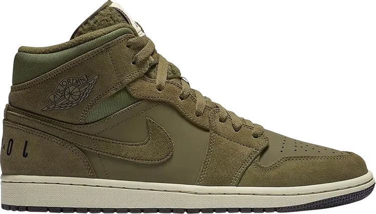 

Кроссовки Air Jordan 1 Retro Mid Olive Canvas, зеленый