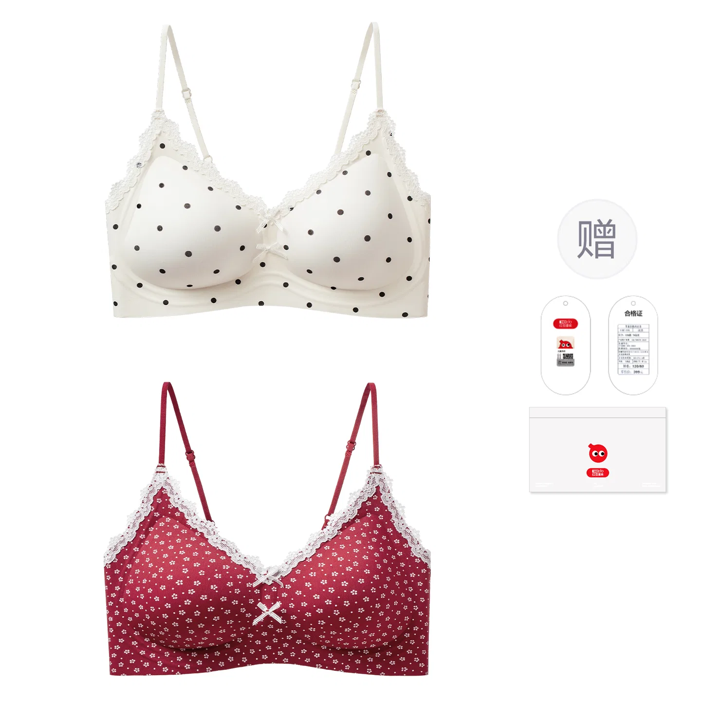 Детское белье для девочек хлопковое Red bean, Цвет Polka Dot + Red
