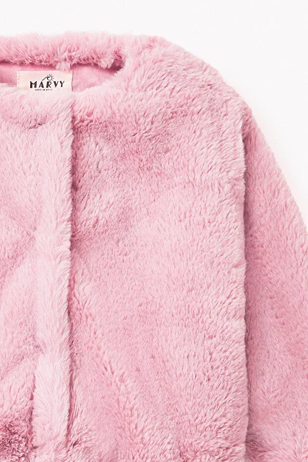 Детская куртка для девочек из искусственного меха Marvy, Pink — фото 3