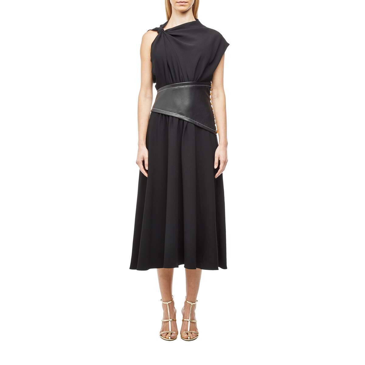 

Платье Proenza Schouler, Crepe Asymmetrical Dress with Leather Waistband