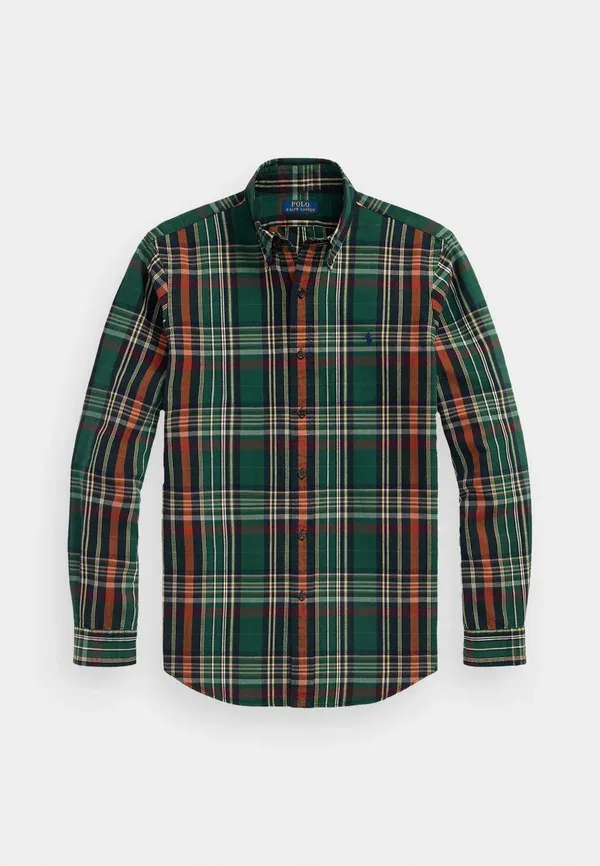 Рубашка с клетчатым узором Custom fit plaid oxford shirt, Polo Ralph Lauren, Pine Wine Multi — фото 4