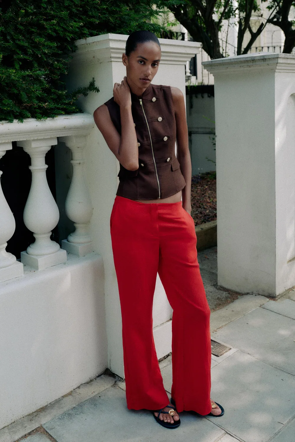 Жилет на молнии ZARA, Brown
