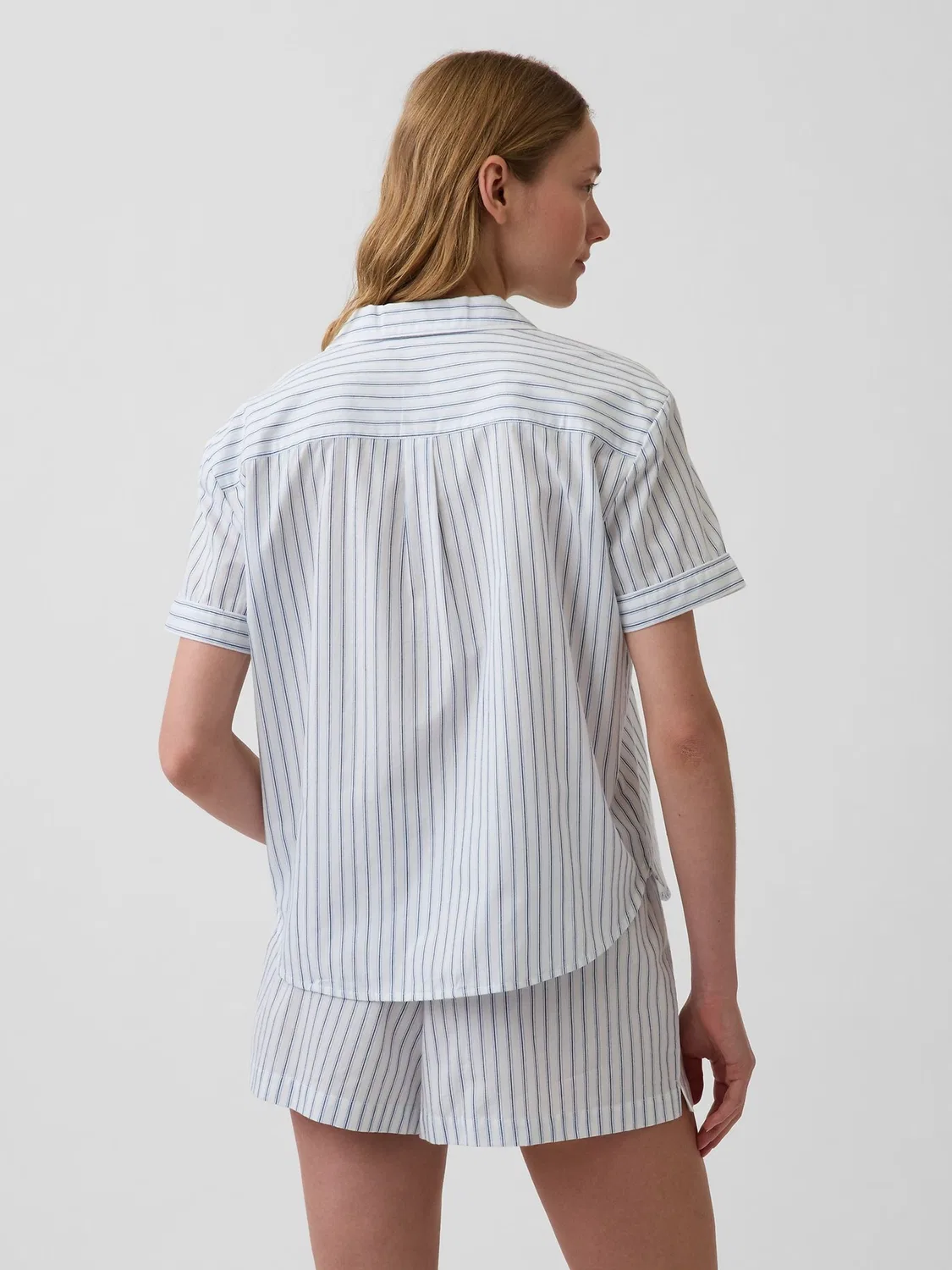 Пижамная рубашка Gap Blue Stripe, синяя полоска — фото 2