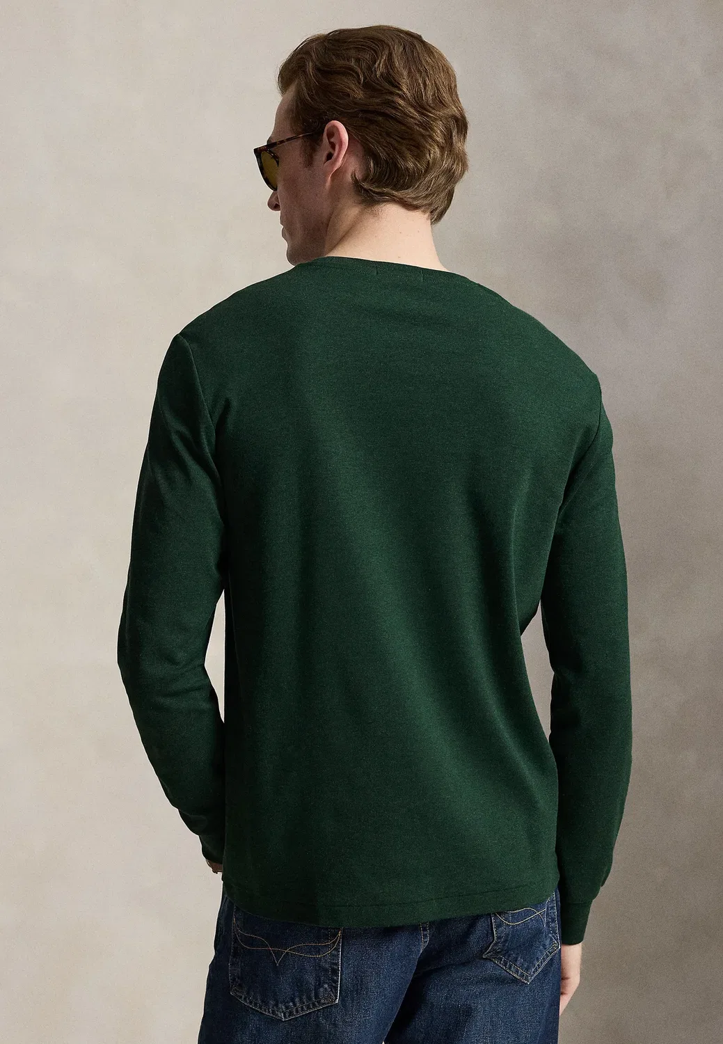 Облегающая футболка из мягкого хлопка с длинными рукавами Polo Ralph Lauren, Scotch Pine Heather — фото 3