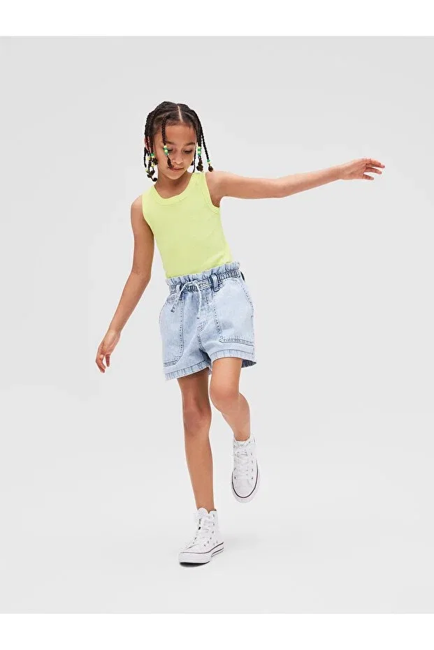 Детские шорты для девочек с высокой посадкой Gap, Light Blue — фото 4