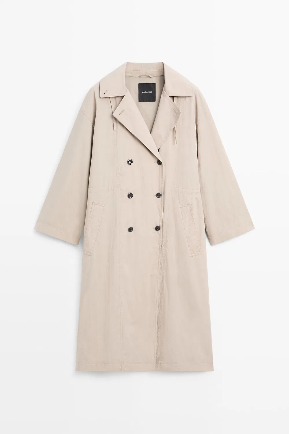 Тренч Massimo Dutti Cotton Blend Technical, жемчужно-серый — фото 2
