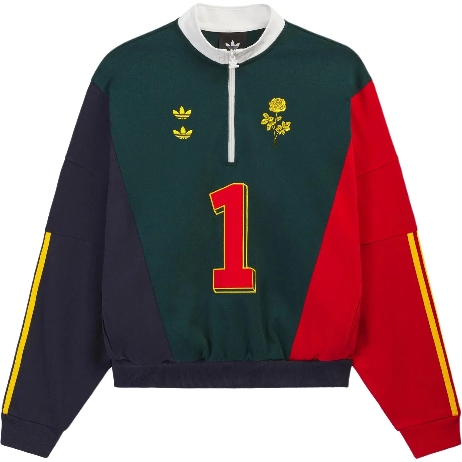 Футболка поло Adidas Originals x Willy Chavarria  Watsonville Quarter Zip, зеленый/темно-синий/красный — фото 2