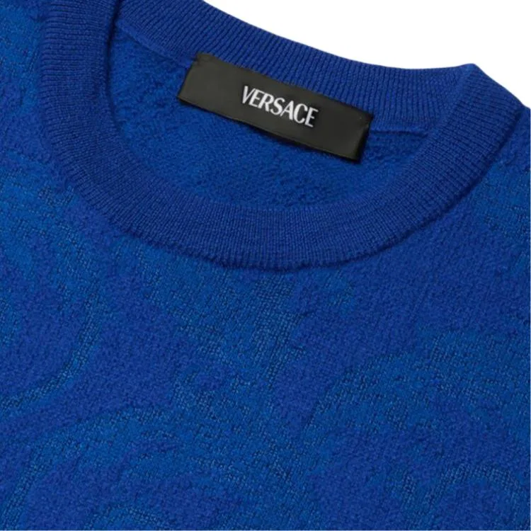 Свитер мужской синий crew neck VERSACE, Blue — фото 4