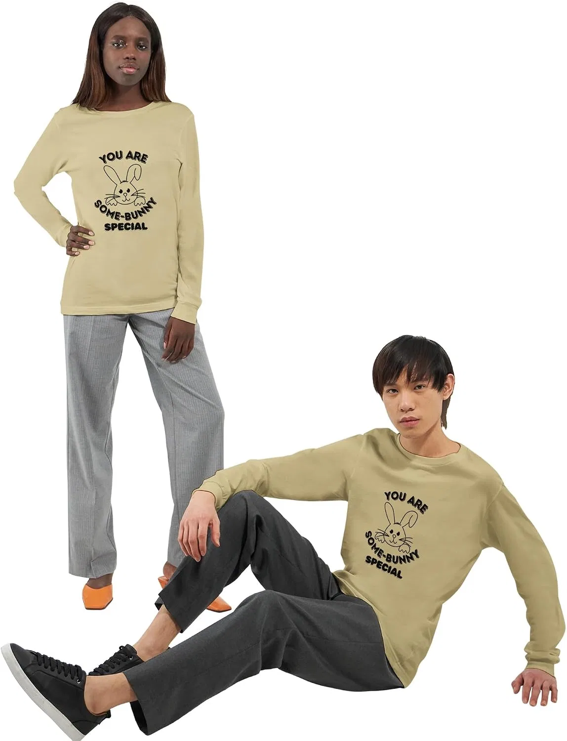 Унисекс лонгслив с кроликом Premium Unisex, White — фото 3