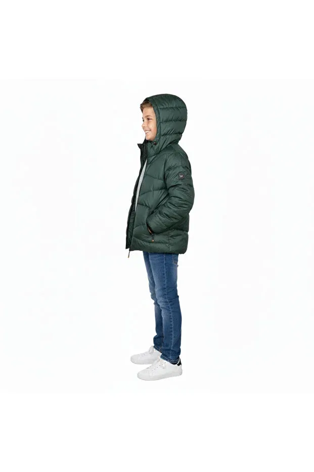 Детское зимнее пальто для девочек с капюшоном Mdm, Khaki — фото 4