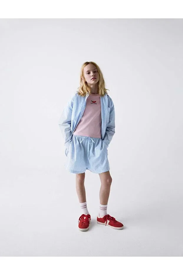 Детские шорты для девочек хлопковые с принтом Marks & Spencer, Blue Mix