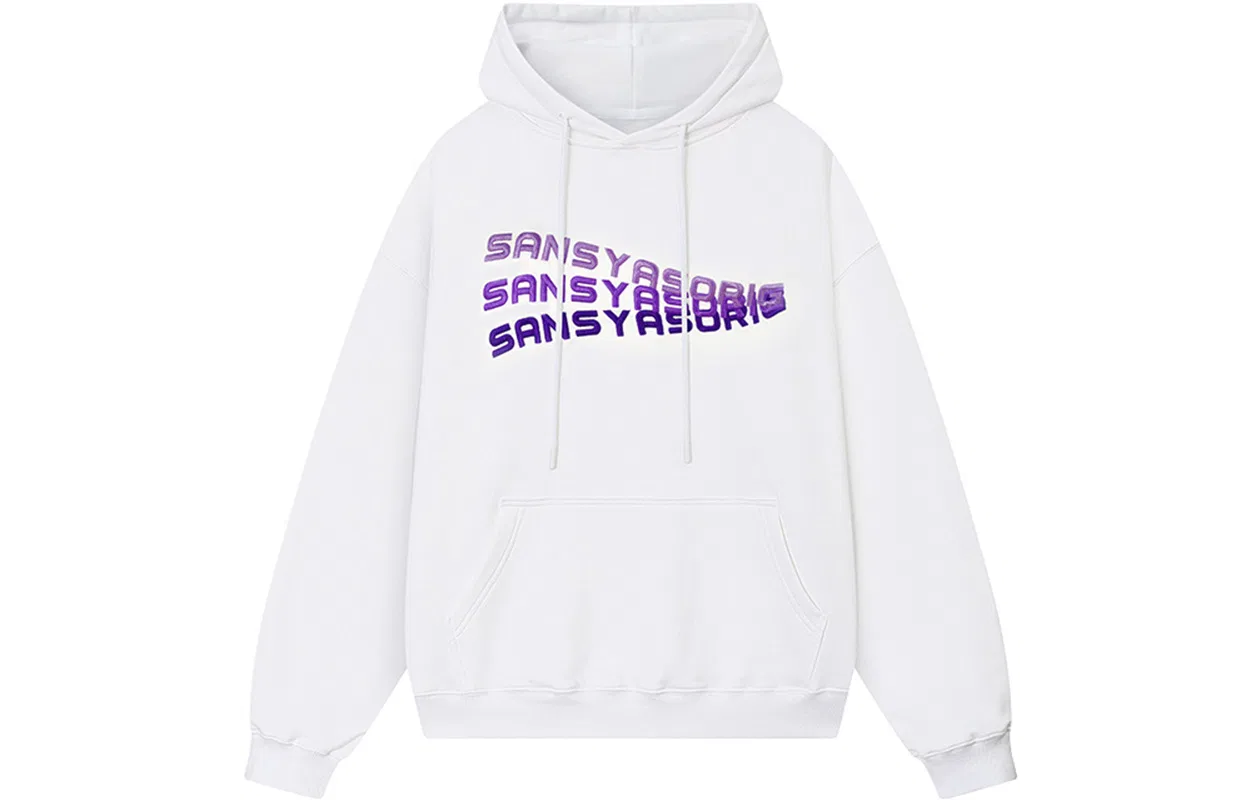 Детский свитшот с капюшоном утепленный Embroidery White Purple Hoodie SANSYAS
