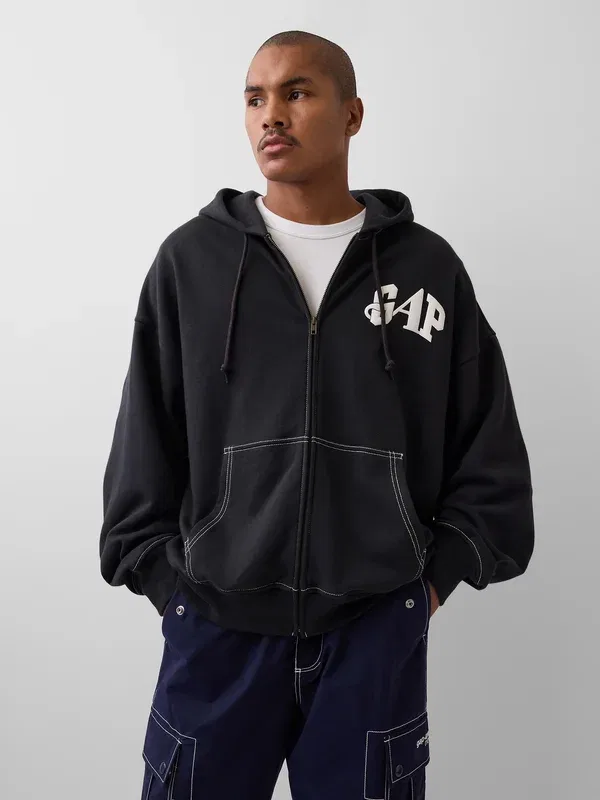 Толстовка на молнии Awake ny heavyweight oversized logo - свитшот на молнии Gap — фото 3