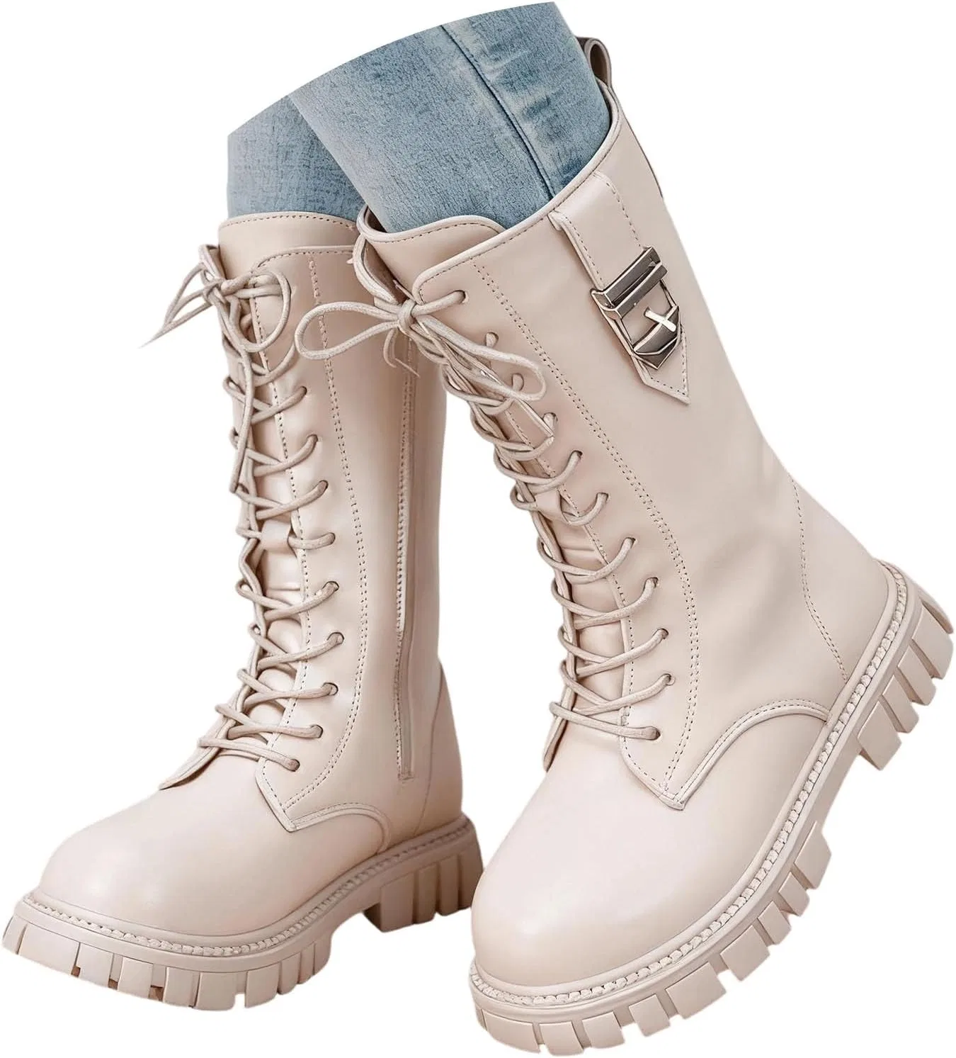 Детские ботинки для девочек на шнуровке Fur Lined Winter Warm HBDHEJL, White — фото 4