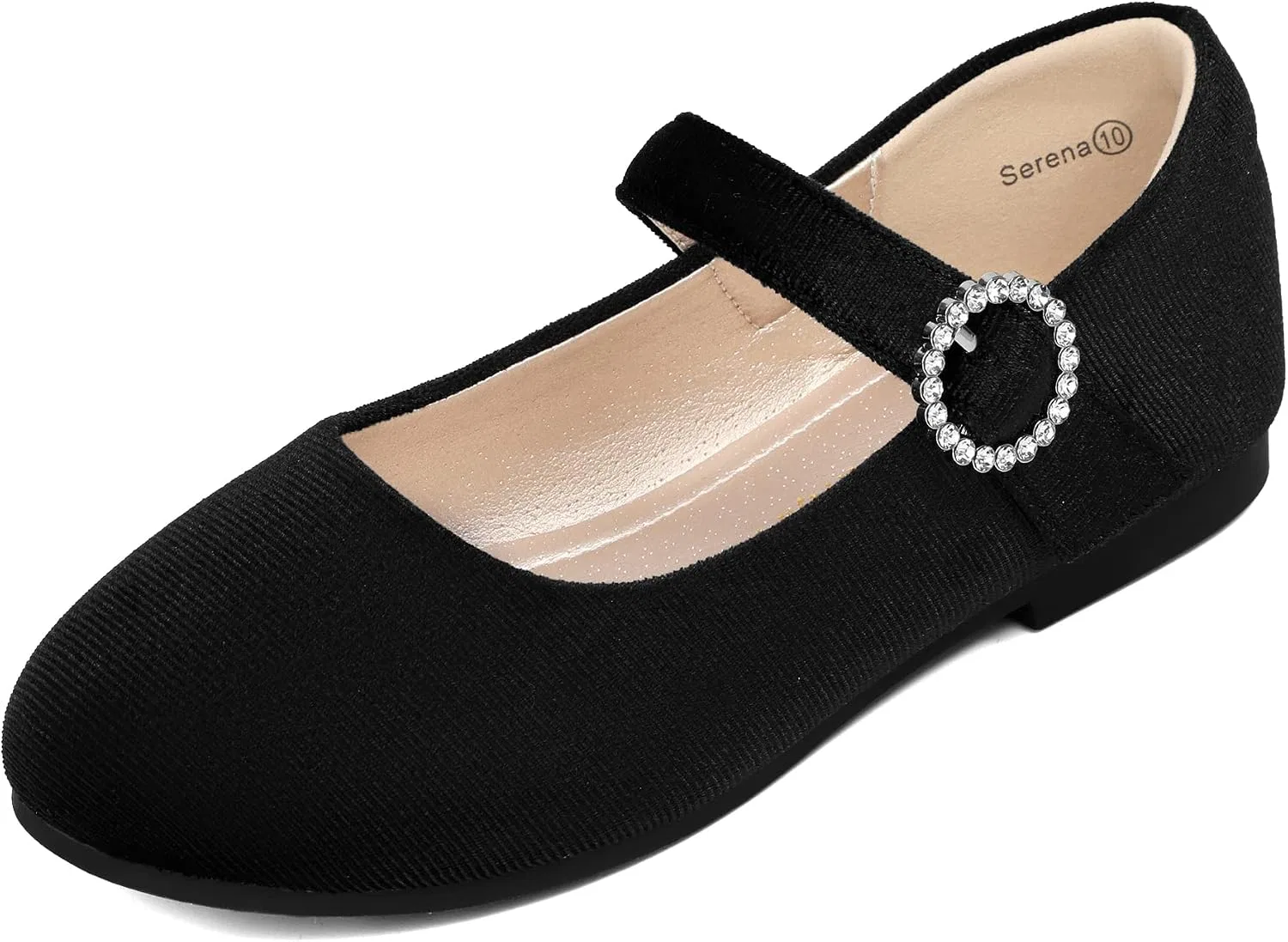 Детские балетки для девочек со стразами Mary Jane PANDANINJIA, Black Suede