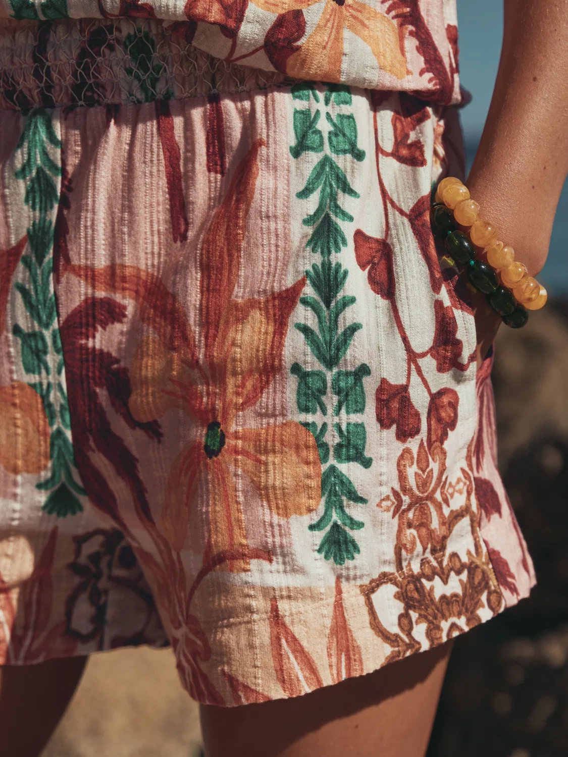 Шорты из джерси с защипами, Pink Palm Print Next, розовый с пальмовым принтом — фото 4