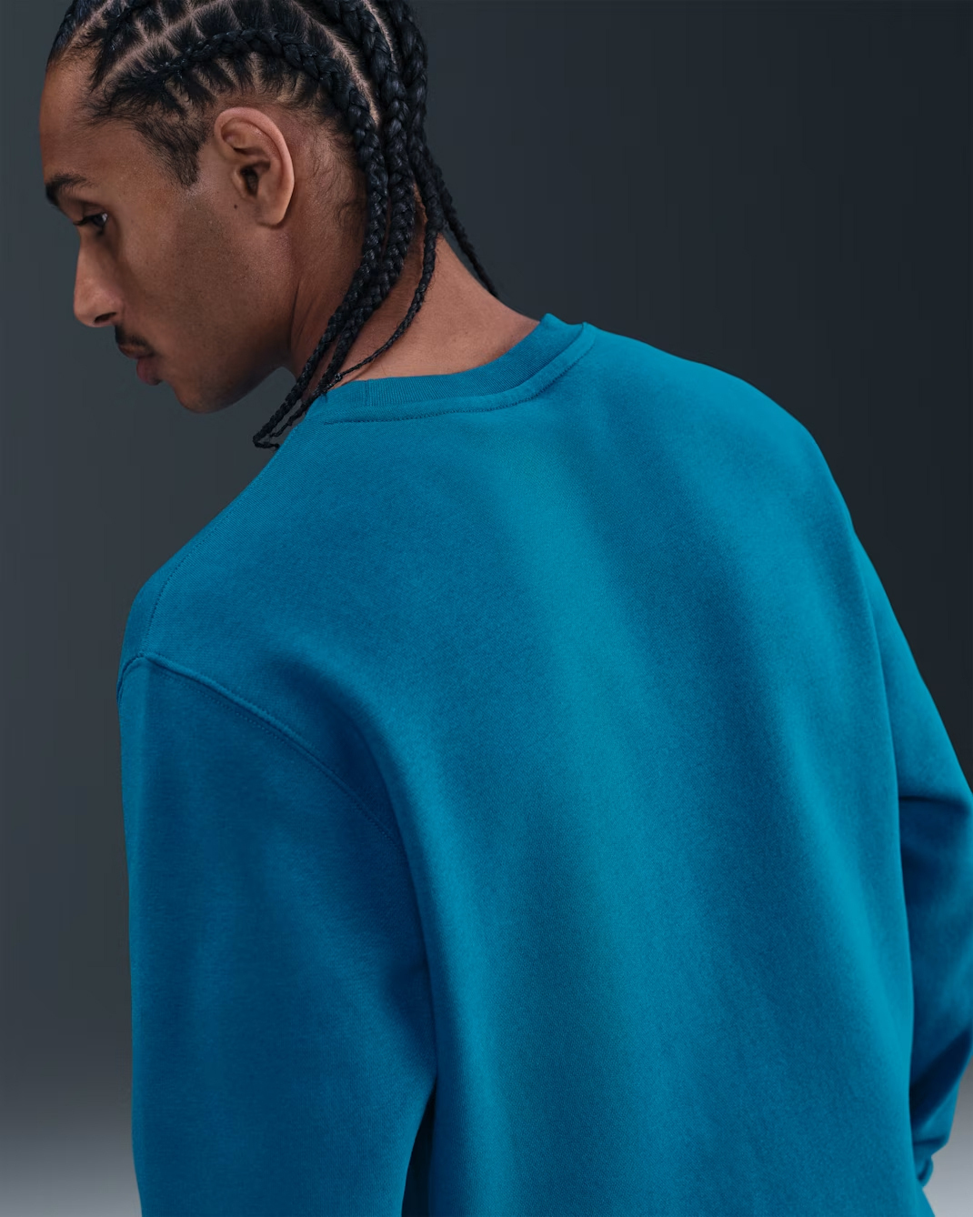Свитшот Nike Club Fleece Crew, сине-зеленый/белый — фото 2