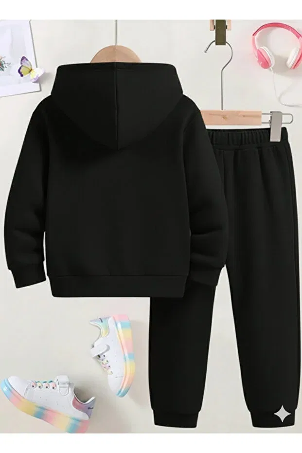 Детский комплект свитшот-брюки для девочек с принтом Twice printed sweatshirt set / k pop Stil X, Black-1 — фото 2