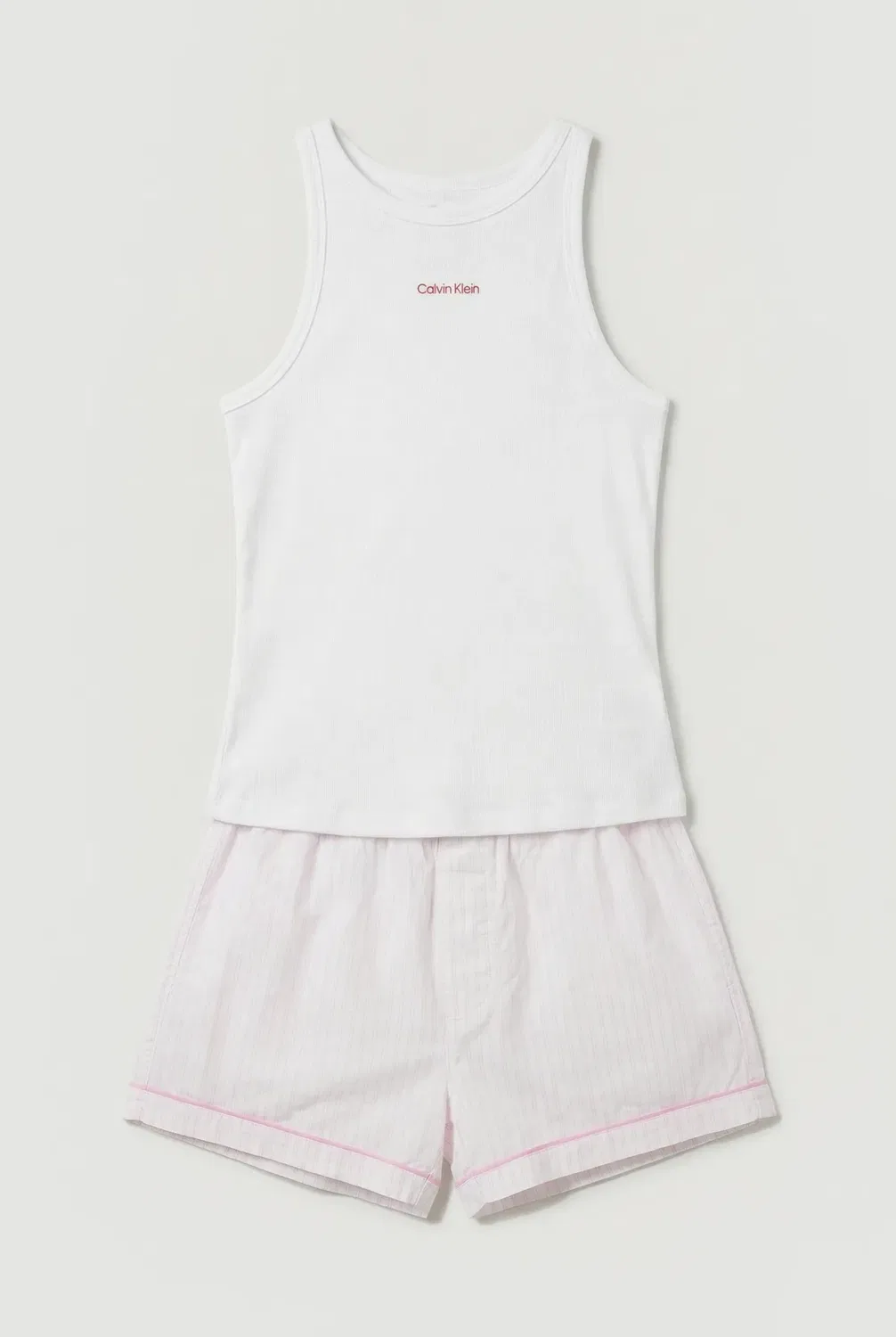 Женский комплект из топа и шорт из хлопкового поплина Calvin Klein, White — фото 2
