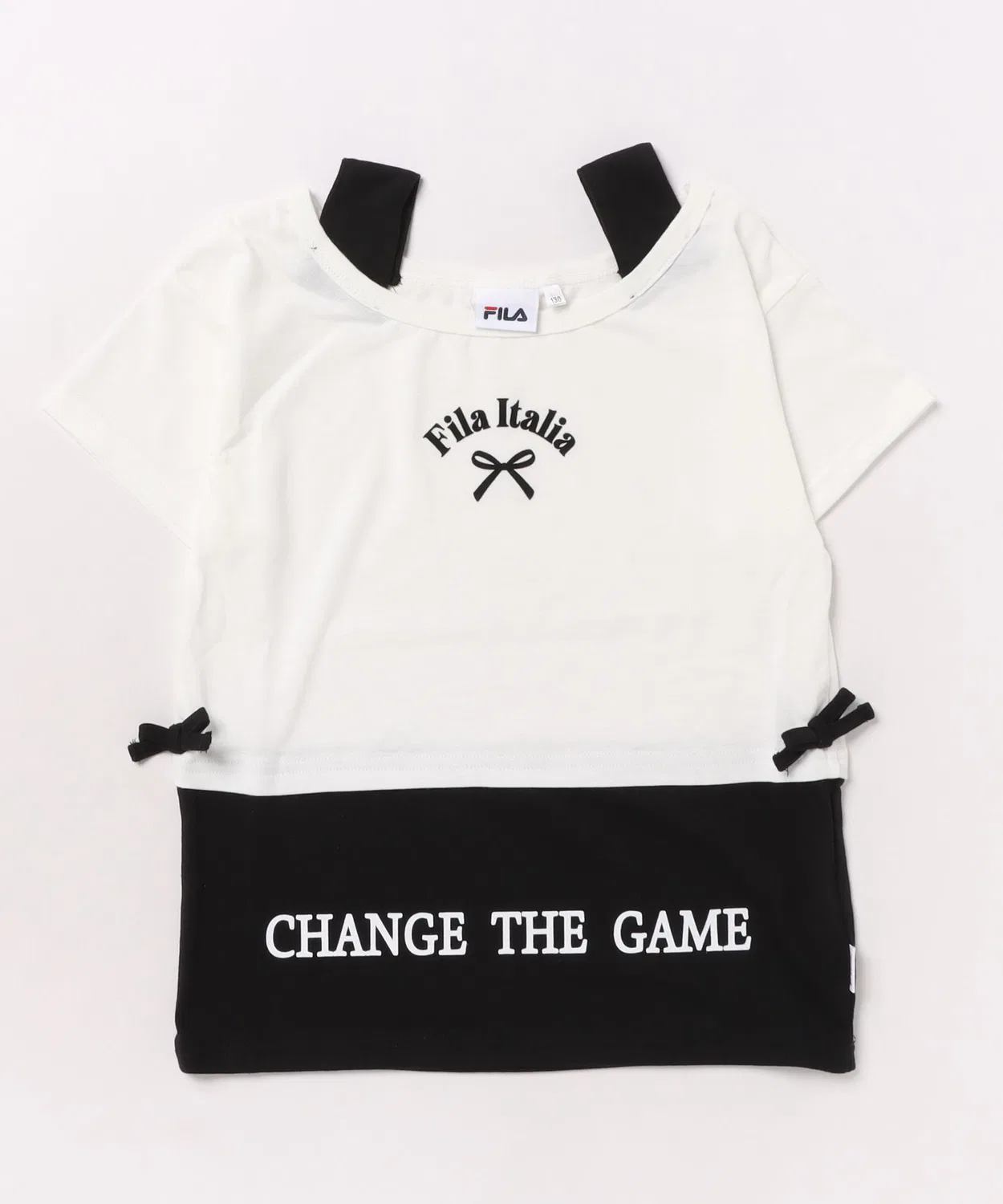 Детская футболка с принтом, имитация слоев, модель Layered FILA, Black — фото 2