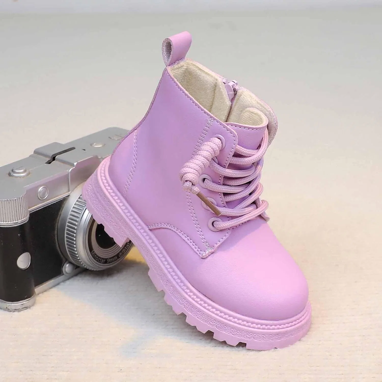 Детские ботинки для девочек с принтом, модель Girls Ankle Boots Casual Dress Shoes Lace Up Winter Booties Cozy Hiking Boots Walking Short Boot 4-11 Years — фото 3