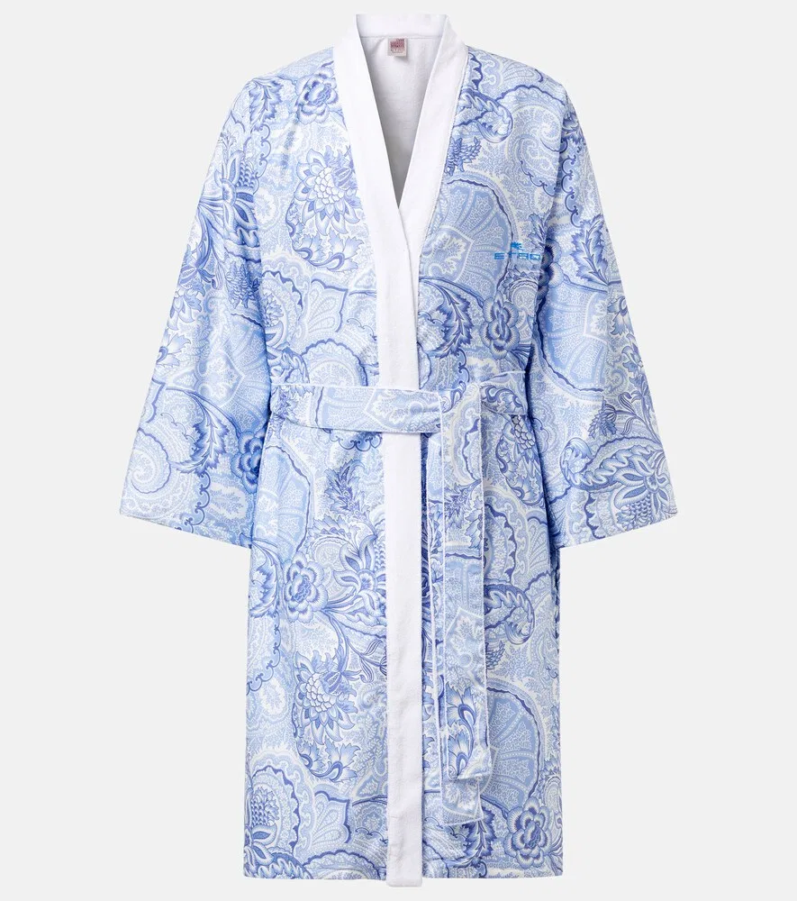 Халат из набивного хлопка Etro, синий