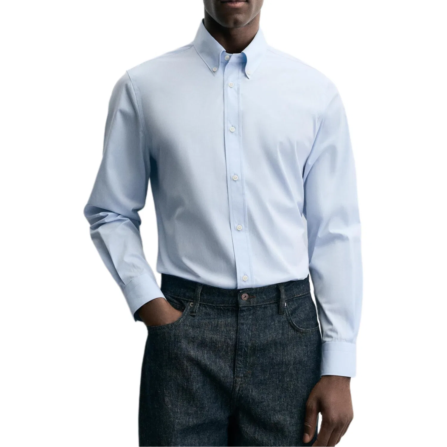 Мужская рубашка с умеренным кроем Sky Blue ZARA, Sky Blue — фото 4