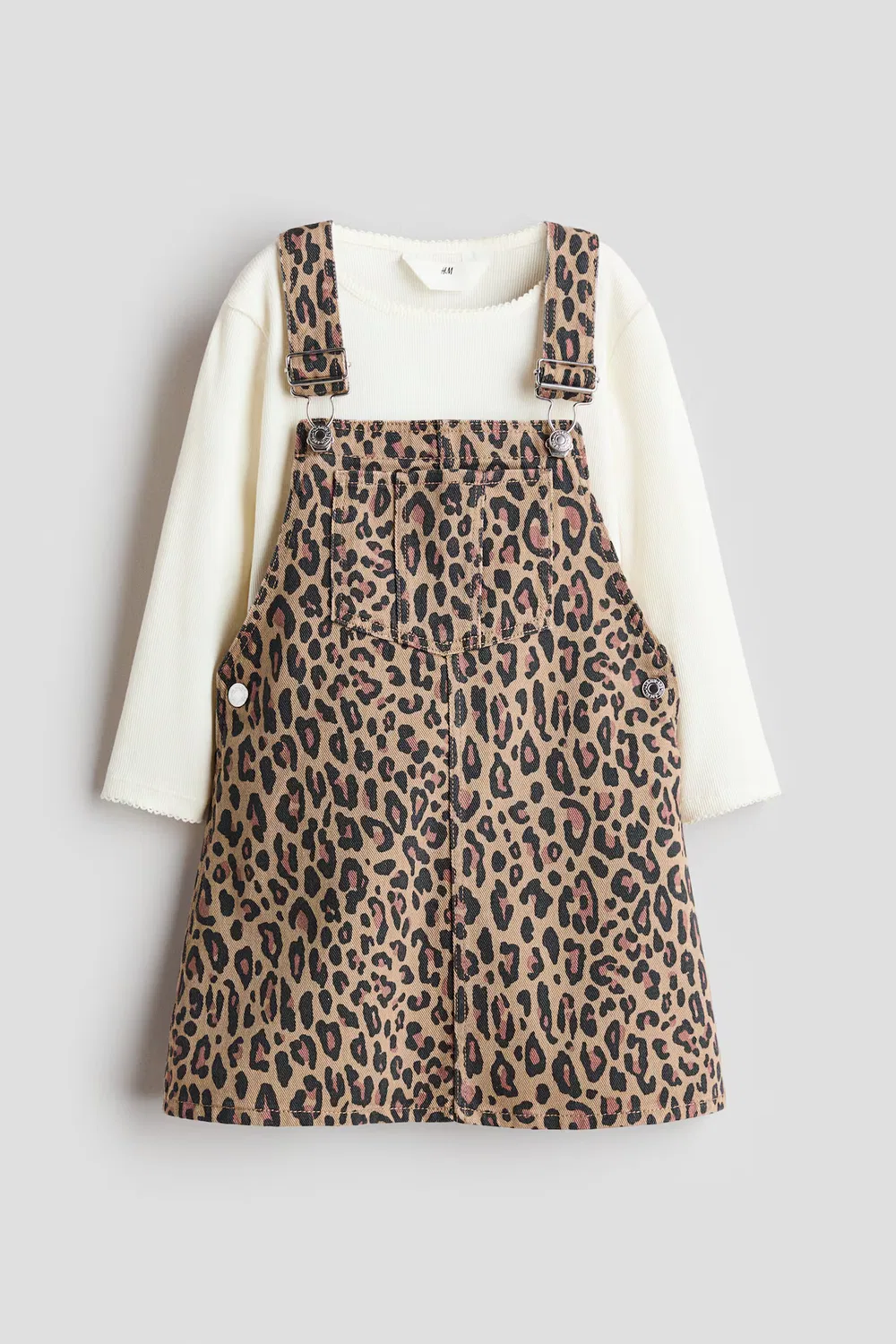 Комплект из двух предметов из хлопка H&M, Beige/Leopardenprint