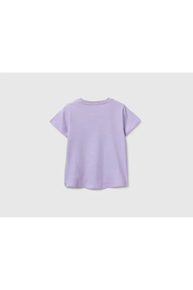 Детская футболка для девочек с принтом Tropical United Colors Of Benetton, Lila — фото 2