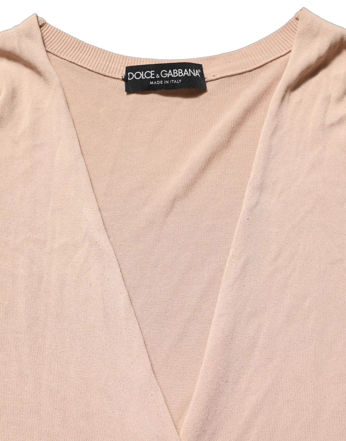Женский кардиган с завязкой на груди Beige Ribbed V-neck Front Tie Dolce & Gabbana, Beige — фото 3