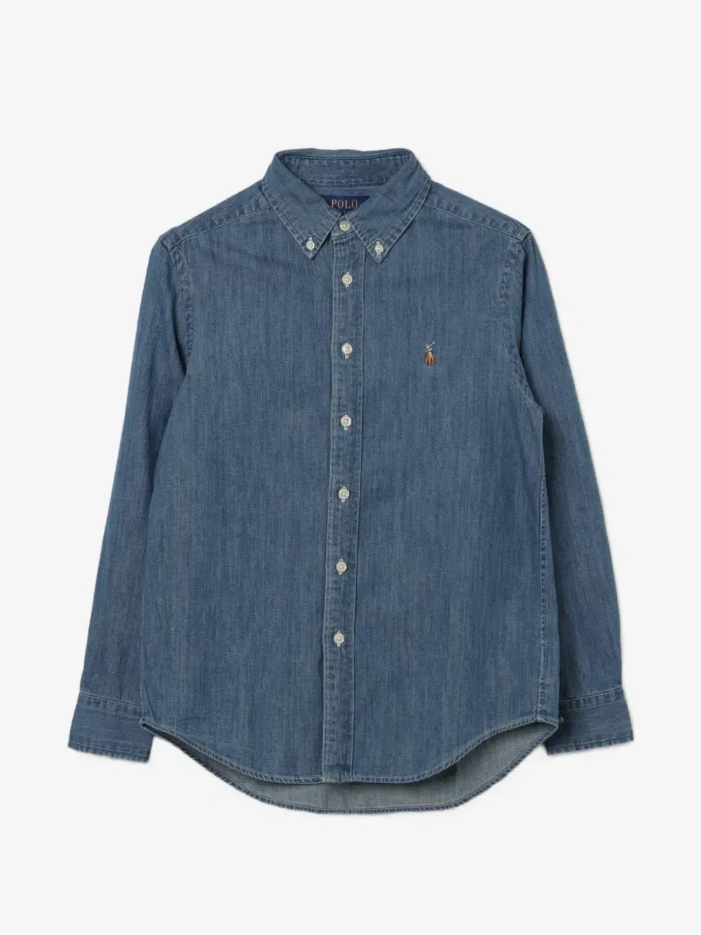 Рубашка с вышитым логотипом POLO RALPH LAUREN KIDS, синий