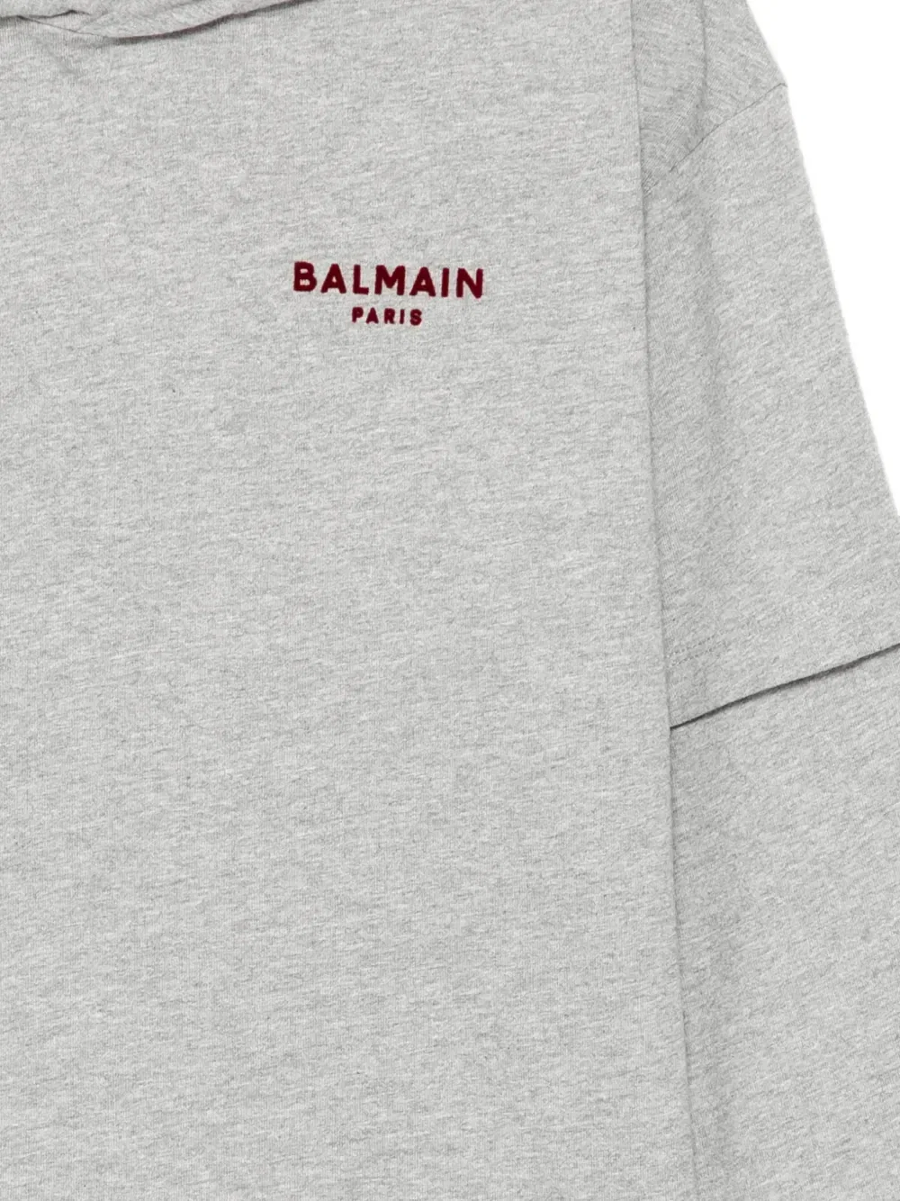 Футболка с логотипом из флок-принта Balmain Kids, серый — фото 2