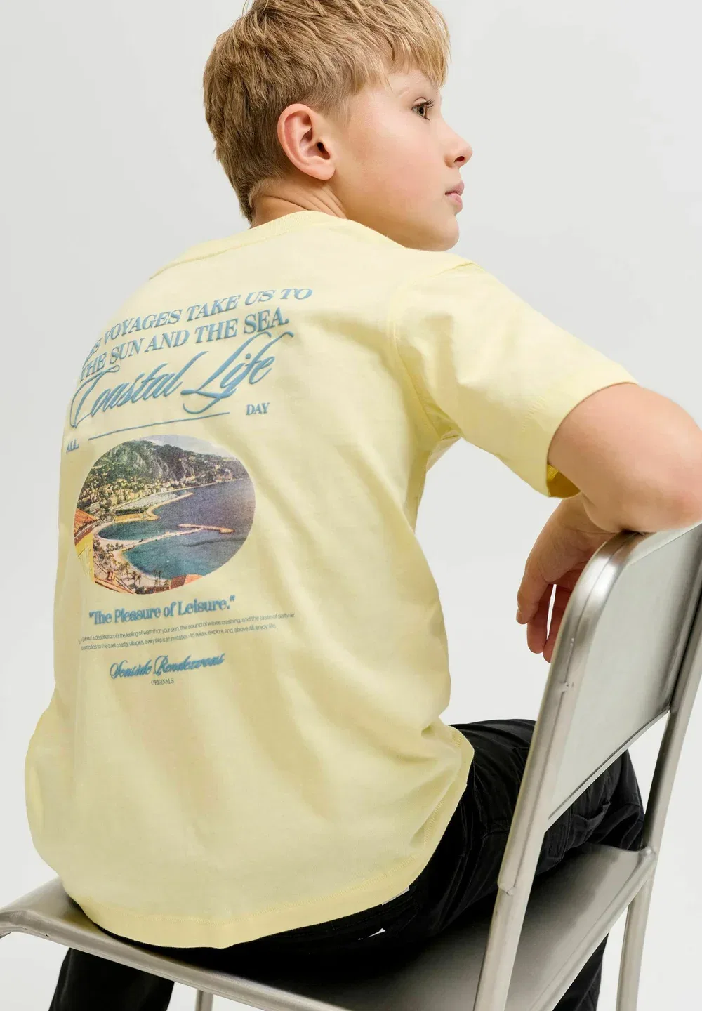 Детская футболка с принтом Jack & Jones Junior, Pastel Yellow — фото 4