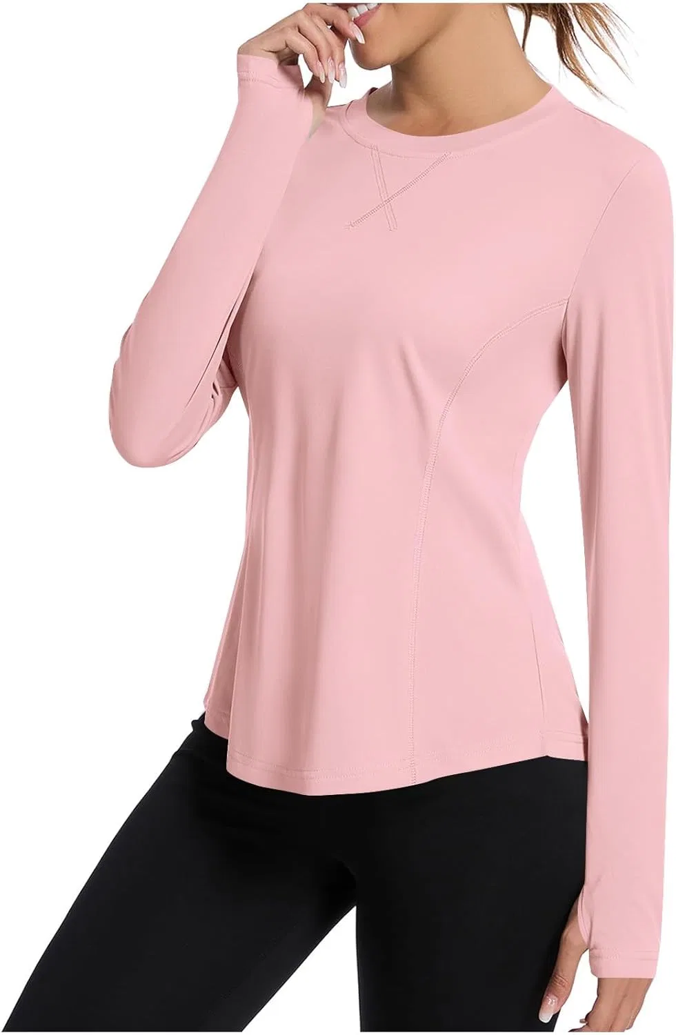 Женская рашгард с защитой UPF 50+, длинный рукав, Pink