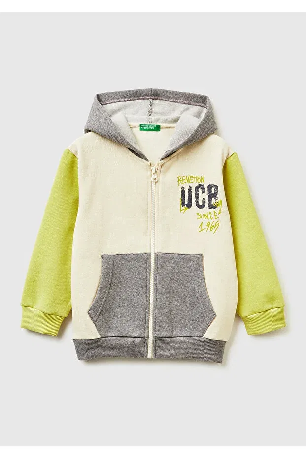 Детская толстовка для мальчиков с принтом United Colors Of Benetton, Mustard-Ecru