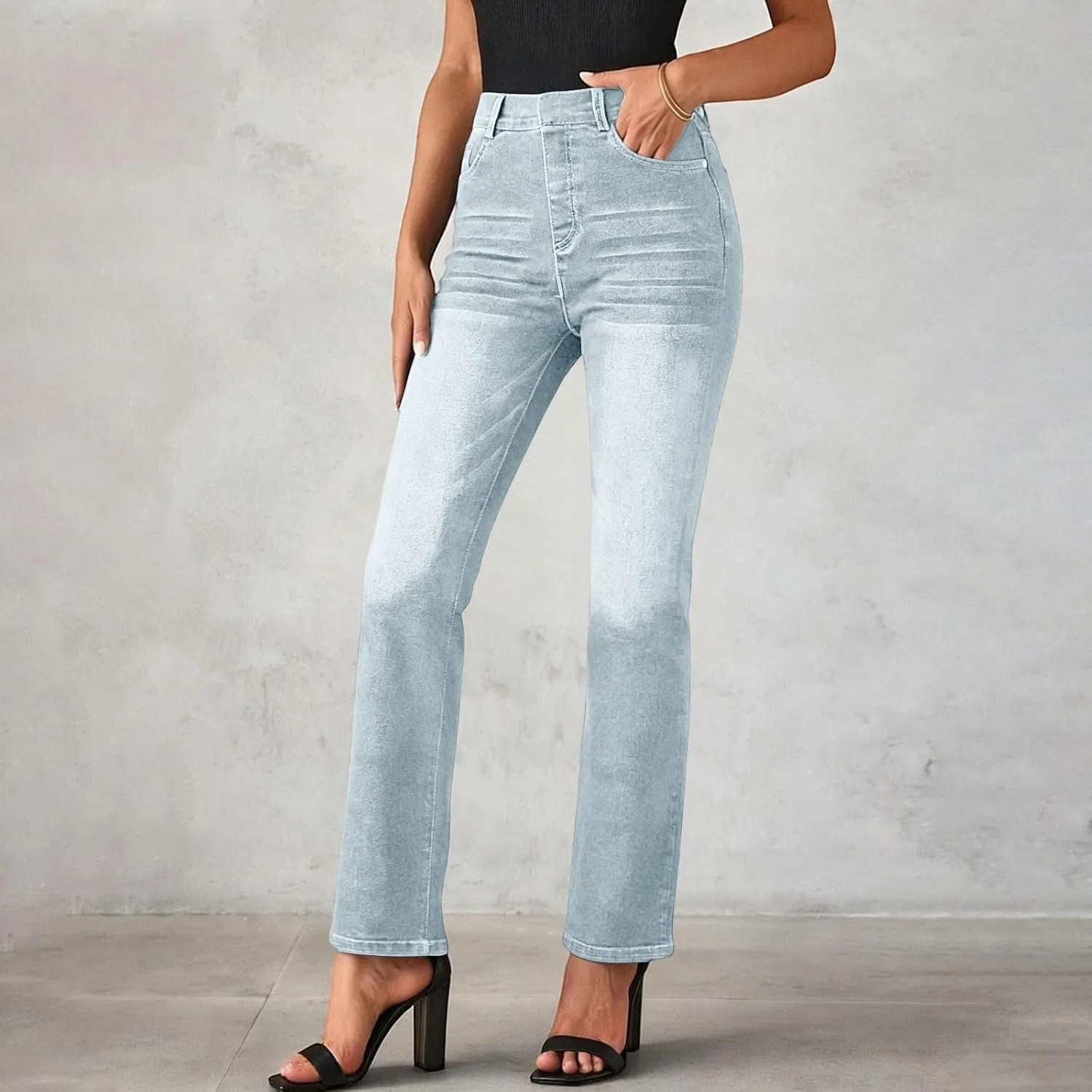 Джинсы зауженные к низу, Light Blue, Women's Denim — фото 2