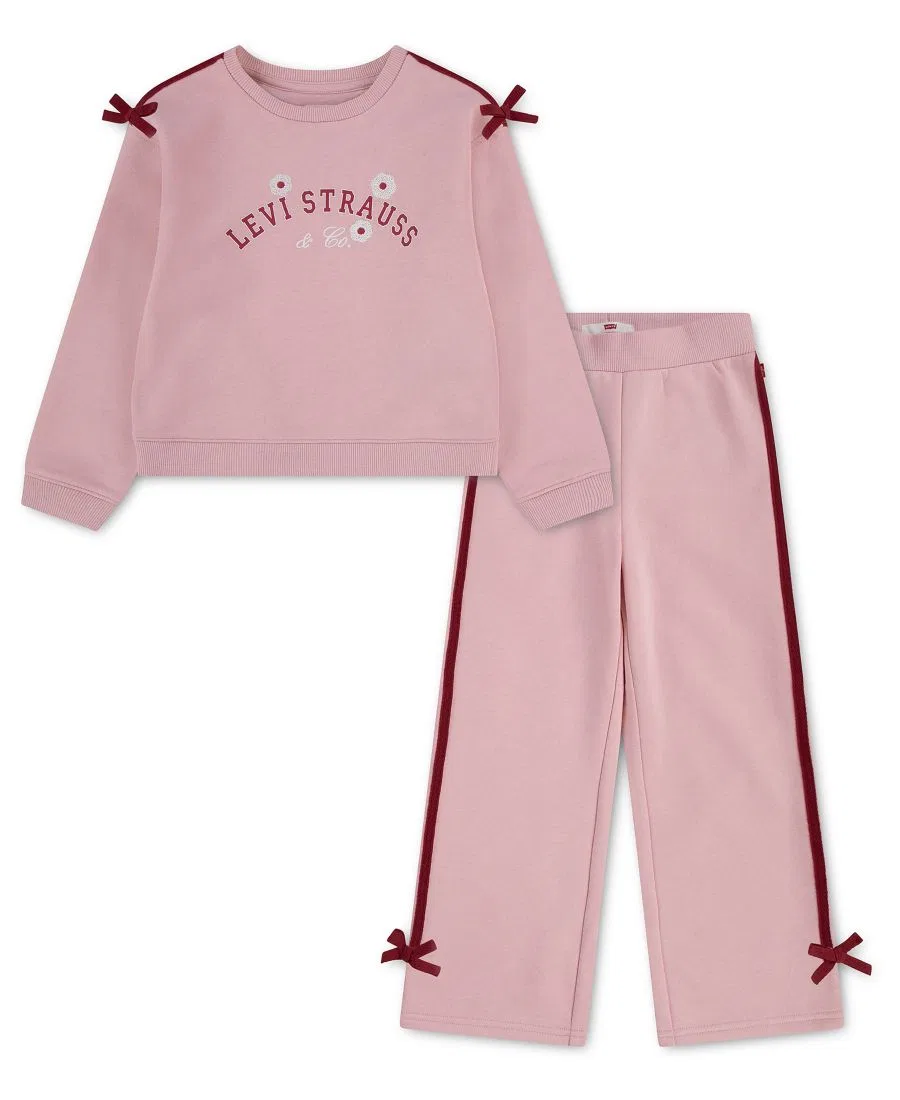 Комплект из свитшота и брюк с бантами Levi's, Powder Pink