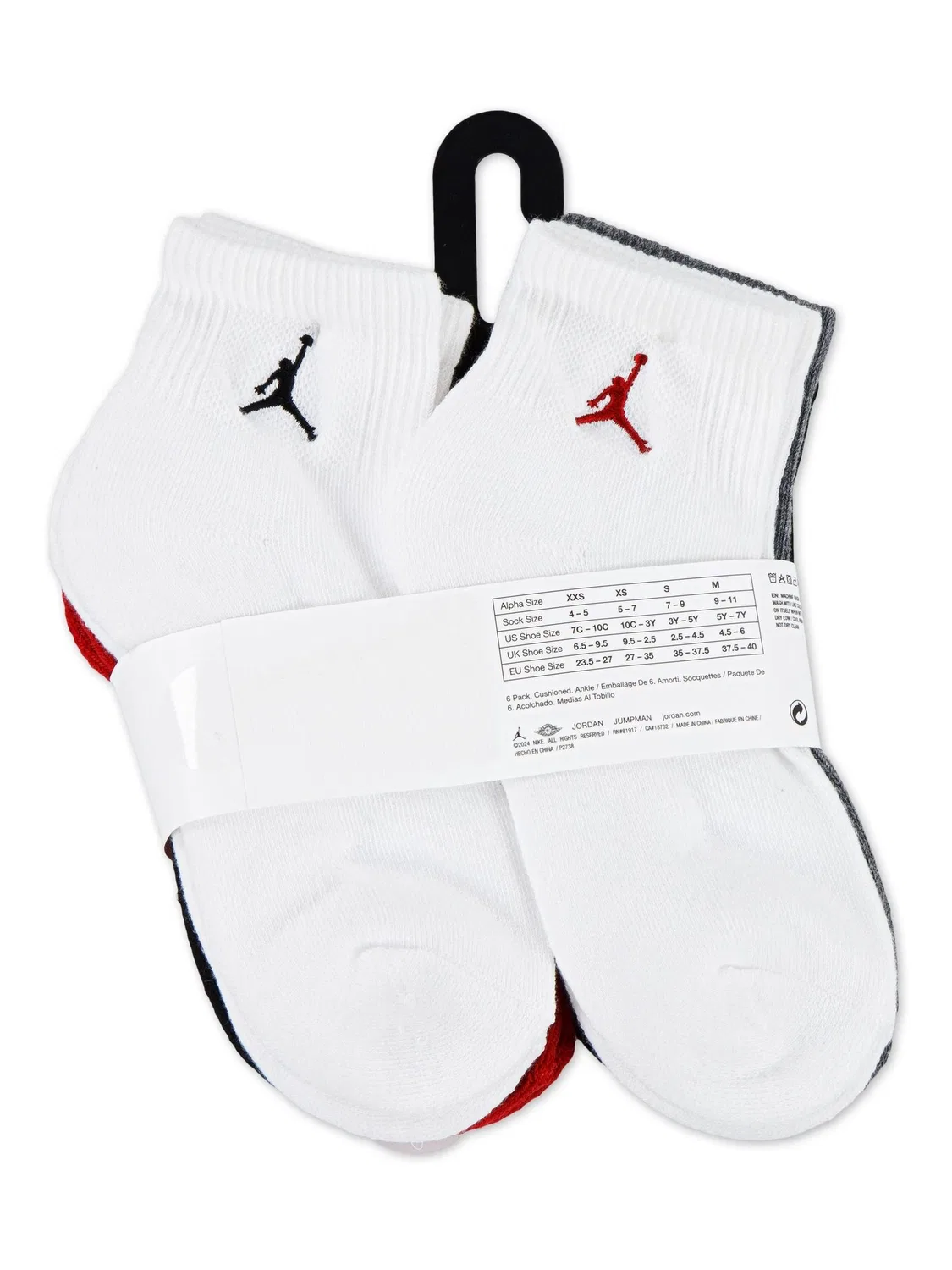 Носки детские повседневные Everyday Essentials Jordan, спортивно-красный, черный — фото 4