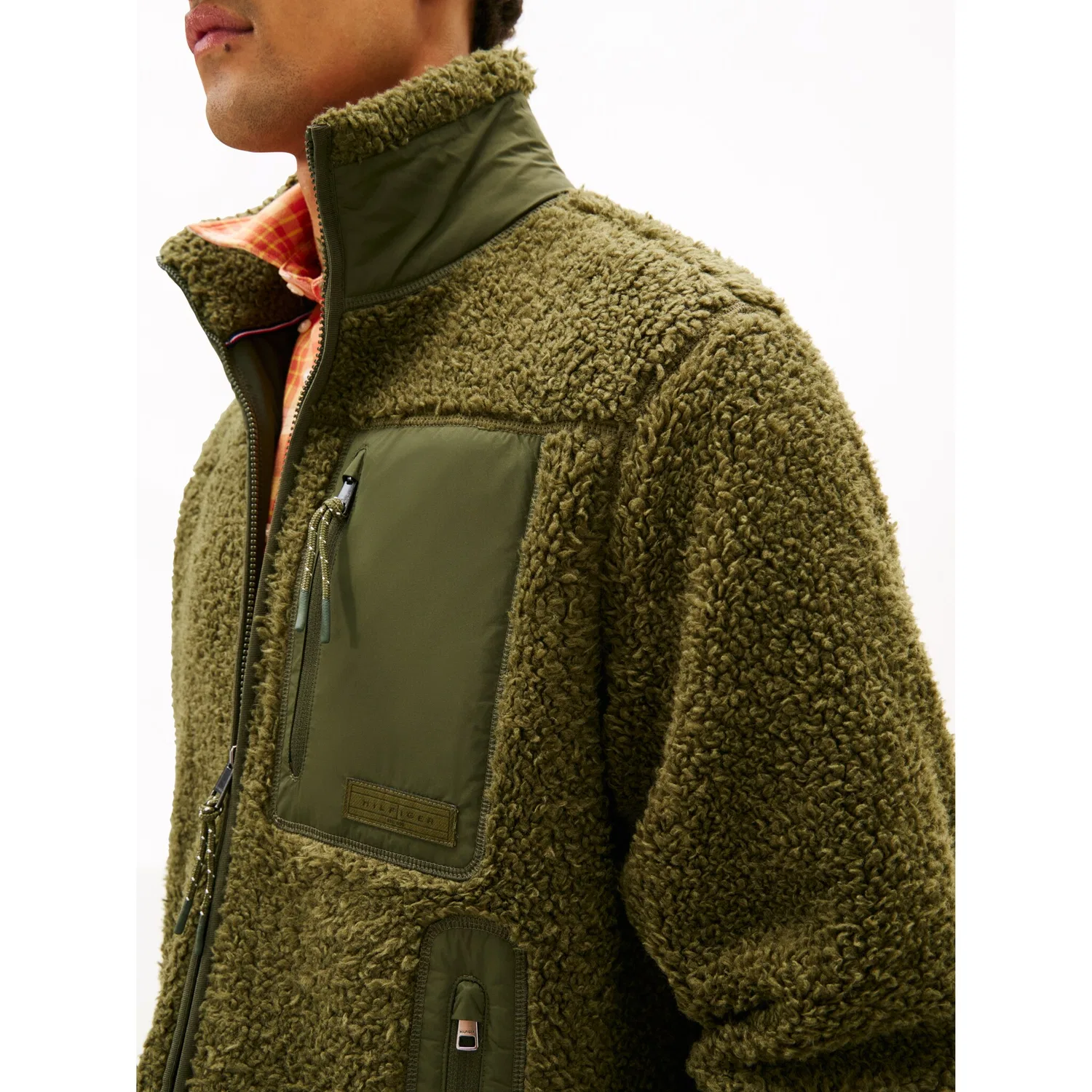 Мужская флисовая куртка с высоким воротником Teddy Fleece Zip Through Tommy Hilfiger, Huntsman Green — фото 2