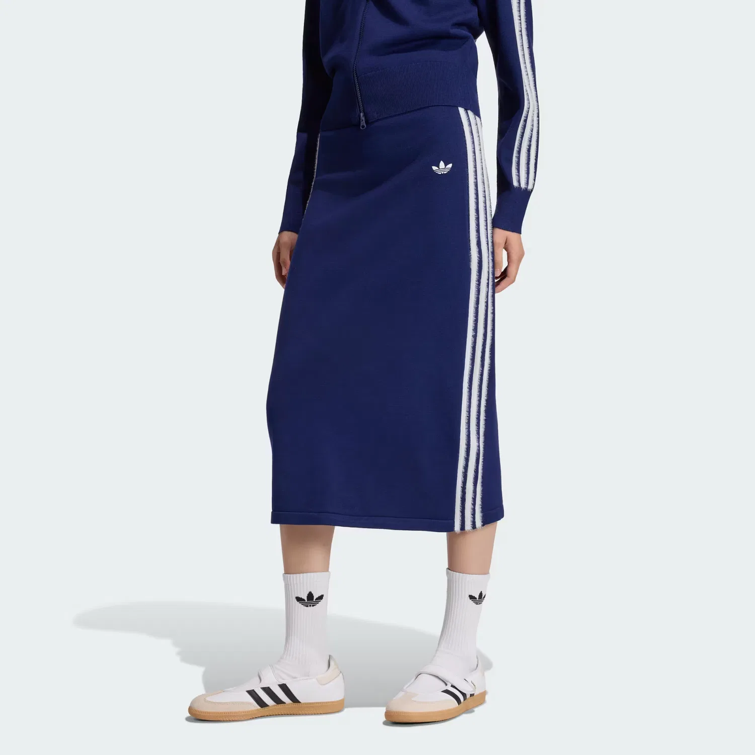 Женская вязаная юбка с эластичным поясом Knitted Skirt Adidas Originals, темно-синий/белый