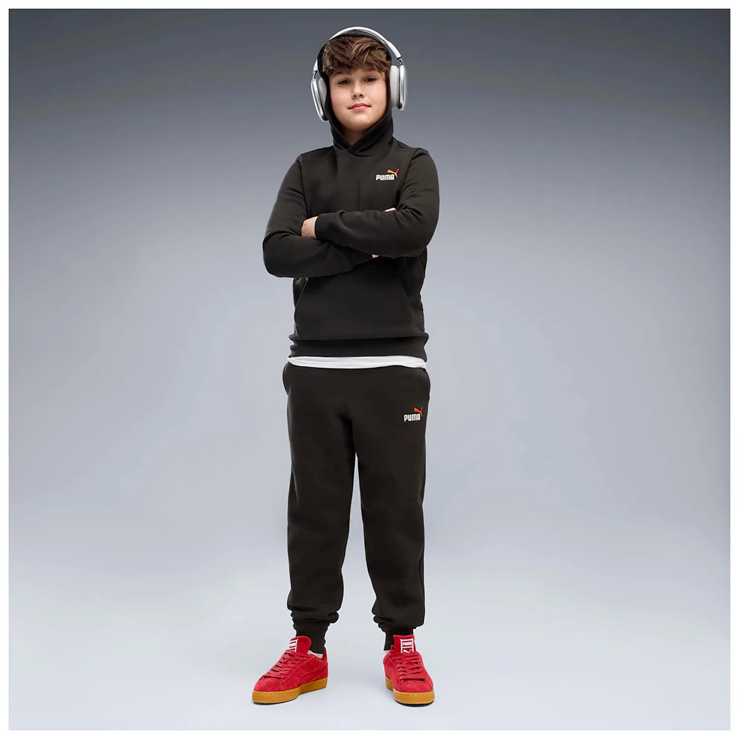 Детские спортивные штаны с логотипом Puma Ess 2 Farbe Nr. 1 Logo Sweatpants Fl B, Puma, Черный — фото 4