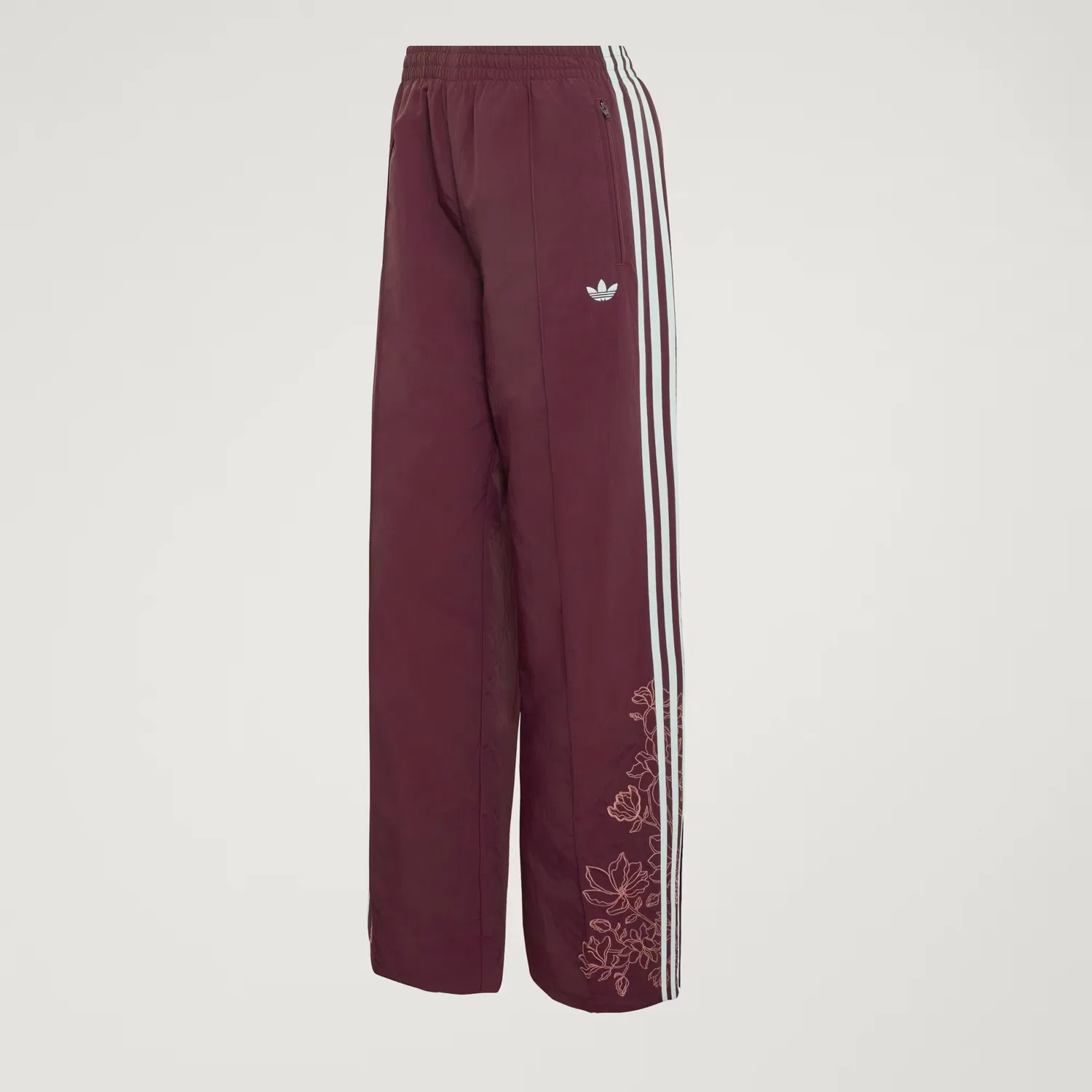 Женские спортивные брюки с цветочным принтом Floral GFX Firebird Loose Track Pant Adidas Originals, бордовый — фото 4