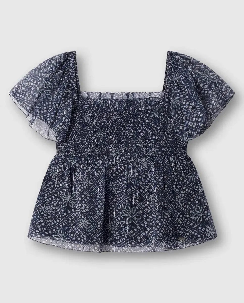 Детская блуза для девочек из газовой ткани Honey Pepe Jeans, Azul Marino
