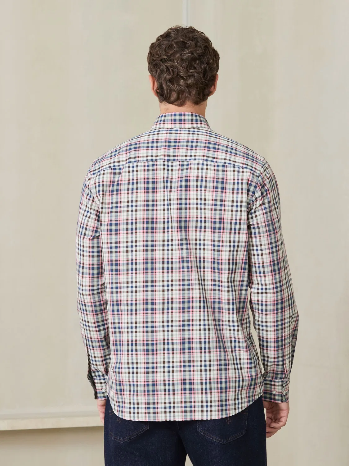 Рубашка оксфорд Regular Fit, Neutral/Pink Gingham Next — фото 4