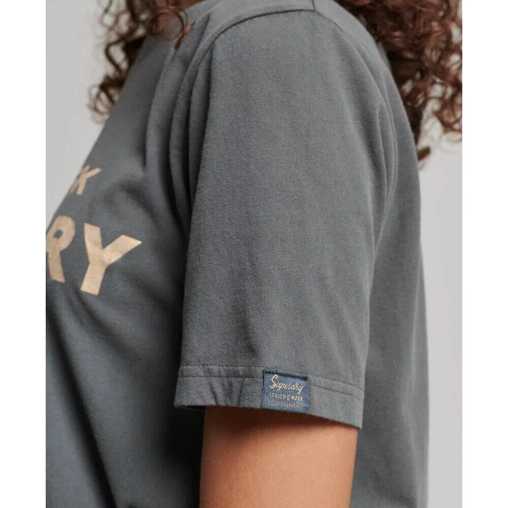Женская футболка с металлическим эффектом Luxe Metallic Superdry, Schwarz — фото 4