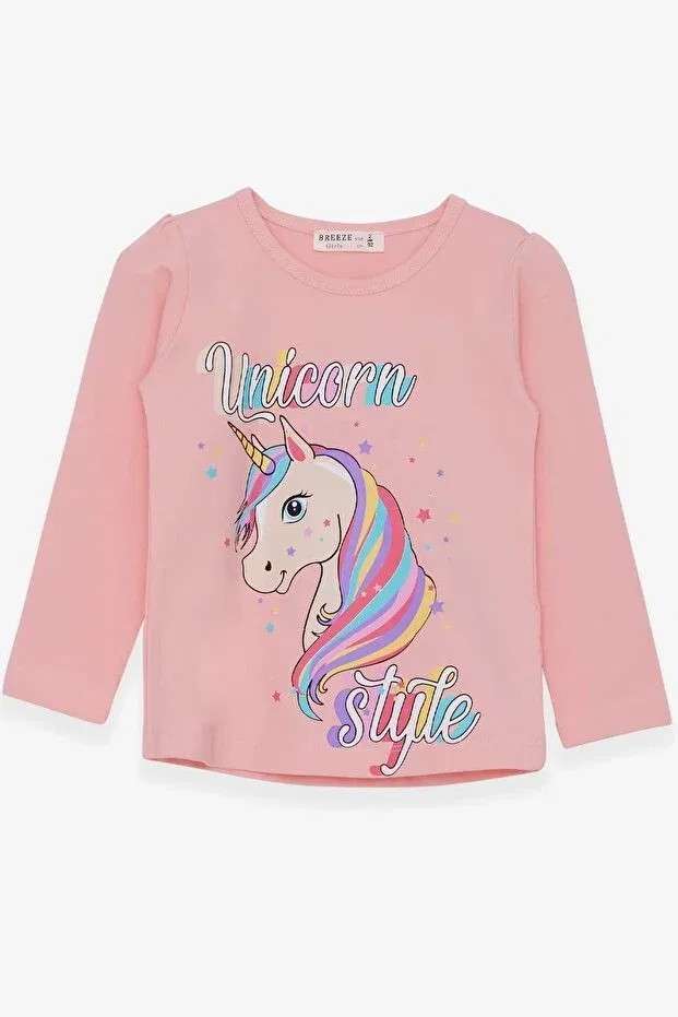 Детская футболка для девочек с длинным рукавом Unicorn Breeze, Powder