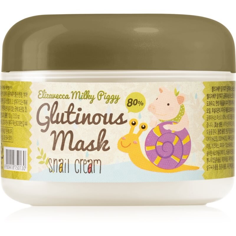 

Elizavecca Milky Piggy Glutinous Mask 80% Snail Cream интенсивно увлажняющая и питательная маска с экстрактом слизи улитки 100 г