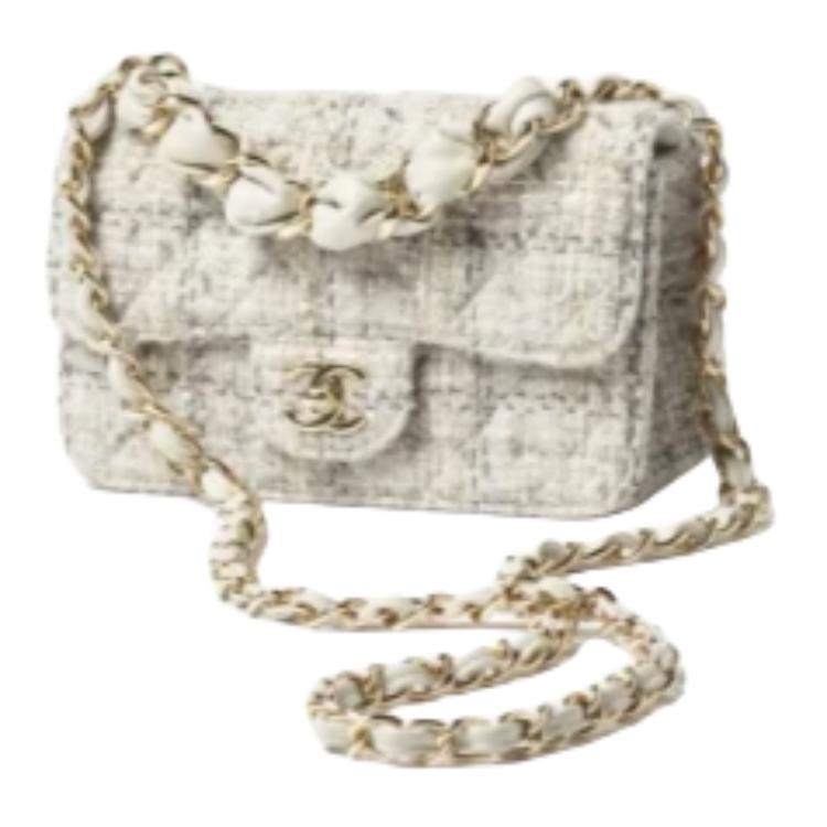 CHANEL Wool Twill Soft Woolen Shoulder Bag, Crossbody Bag, Handbag Mini Women's Gray & Black — фото 2