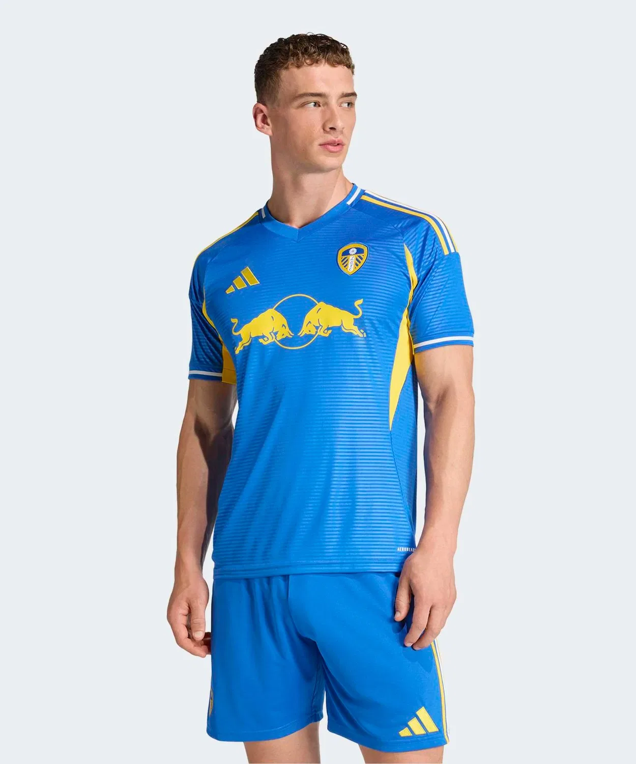 Мужская футболка с V-образным вырезом с принтом Leeds United FC 25/26 Away Jersey Adidas, Blue