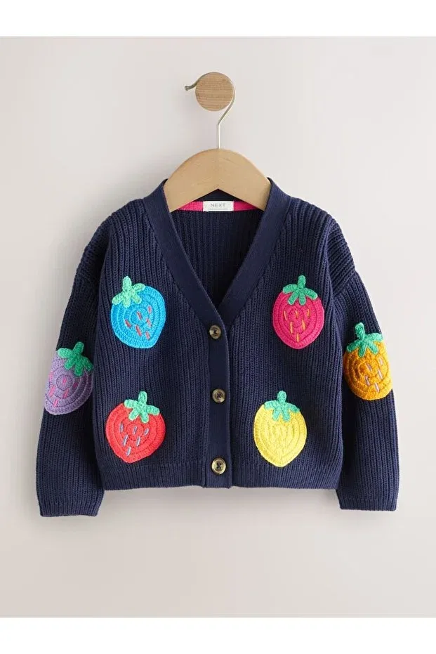 Детский кардиган для девочек с принтом Next Baby, Navy Blue — фото 3